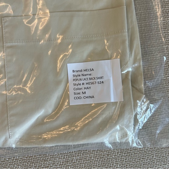 BNWT BEST HELSA Revolve Poplin Lace Back Shirt - Hay Light Beige - Picture 7 of 8